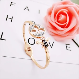 Wollet New Design Fashion Adjustable Love Bracelet Rose Gold Stainless Steel Bracelet