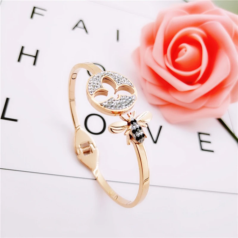 Wollet New Design Fashion Adjustable Love Bracelet Rose Gold Stainless Steel Bracelet