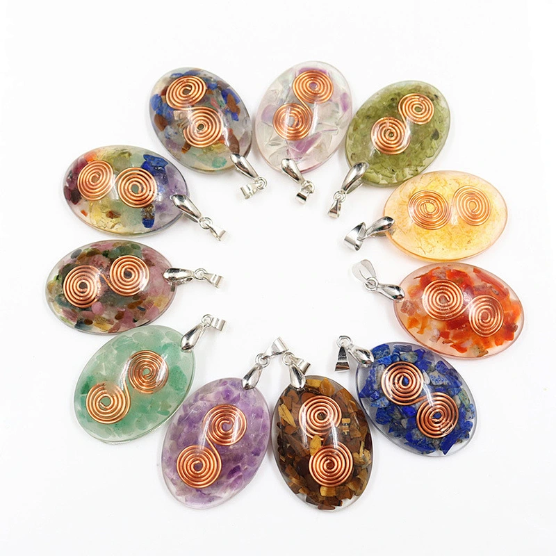 Wollet Natural Crystal Organ Double Spiral Chakra Power Stone Pendant