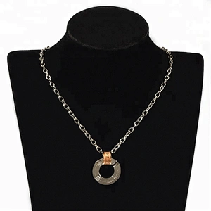 Wollet Fashion Couple CZ Stone Round Pendant 316L Stainless Steel Pendant