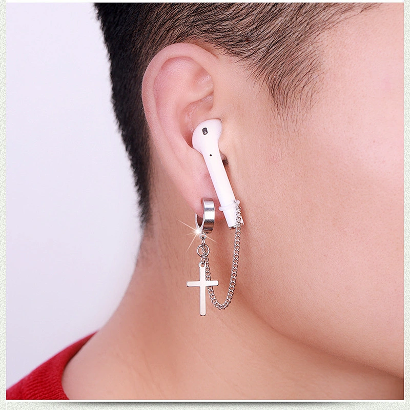 Wollet Sports wireless headset anti-lost stainless steel earrings