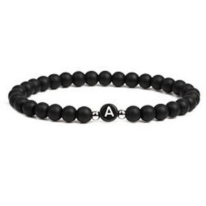 Wollet fashion black small natural lava rock stone bead bracelet