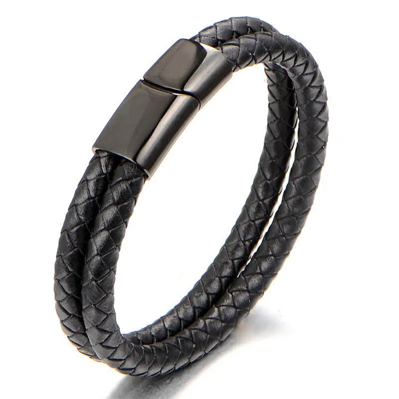 wollet fashion jewelry wholesale magnetic leather bracelet with cz stone and volcano