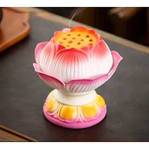 Wollet Home Interior Zen Decoration Ceramic Color Lotus Incense Burner Aromatherapy Burner Crafts