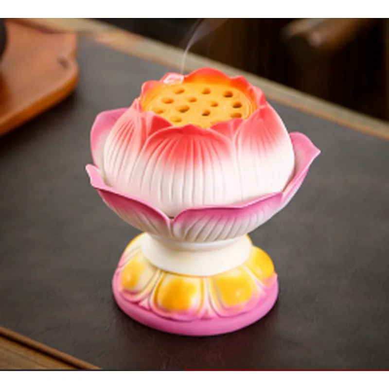 Wollet Home Interior Zen Decoration Ceramic Color Lotus Incense Burner Aromatherapy Burner Crafts