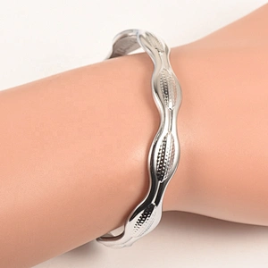 Wollet Pure Silver Bangle for Men  Arthritis Pain Relief Therapy Healthy Copper Magnetic Bracelet