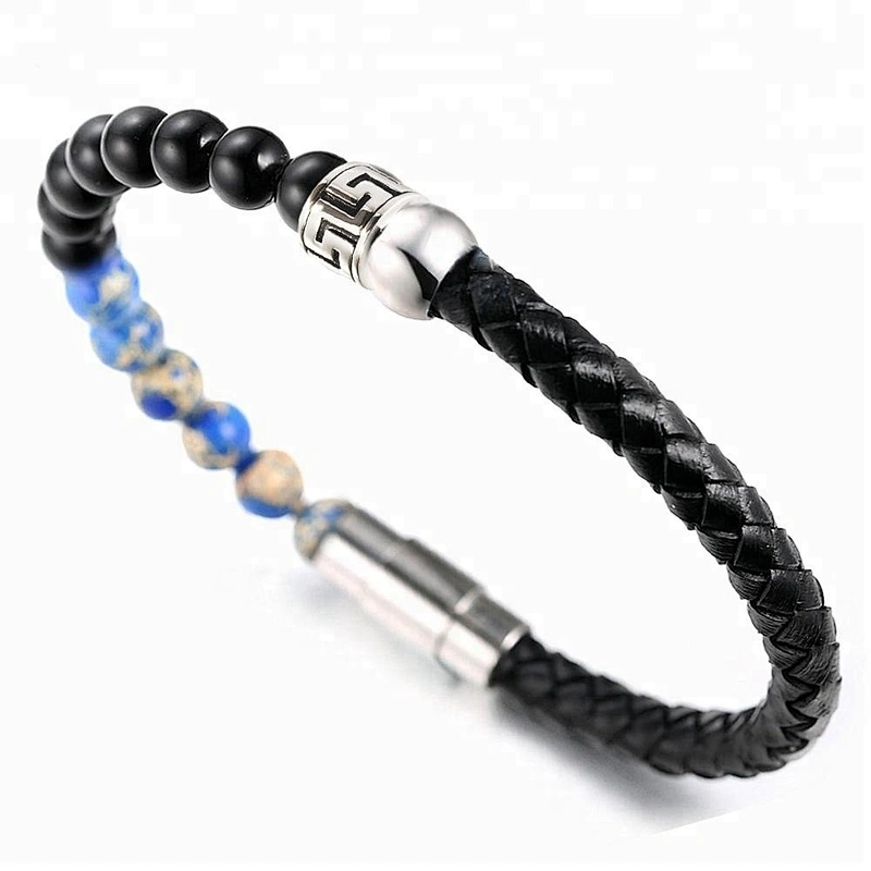 Wollet New Fashion Energy Beaded Real Leather Bracelet