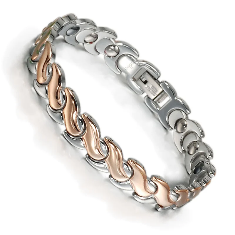 Wollet Rose Gold Plated 5 in 1 Element 316L Stainless Steel Magnetic Bracelet
