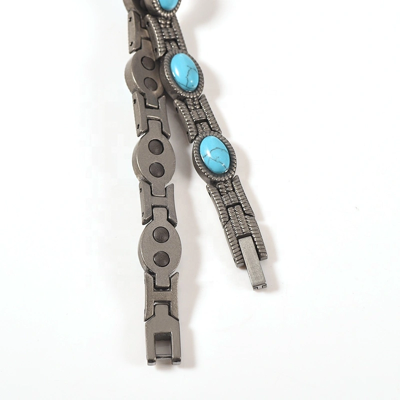 Wollet Health Energy Power Hematite Black Magnetic Turkish Stone Titanium Bracelet