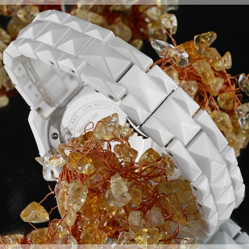 Wollet Luxury Sapphire Crystal White Ceramic Watch Band Ceramic Wrist Watch For Women