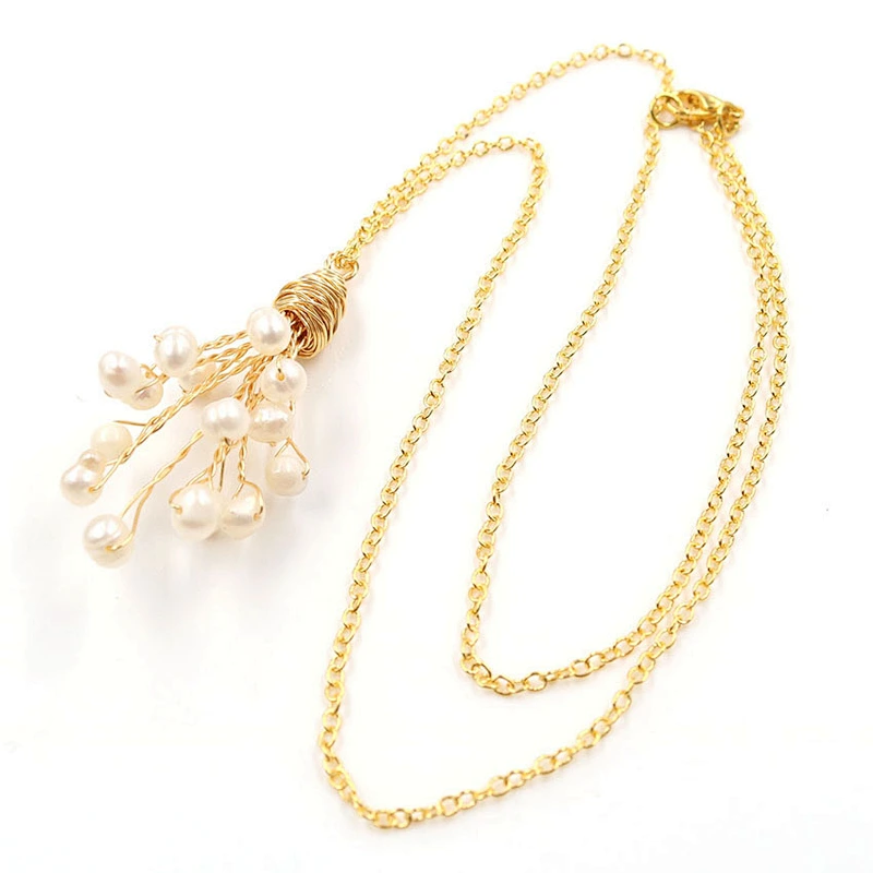 Wollet Fashion Natural Freshwater Pearl Hand-wound Ladies Tassel Pendant Necklace