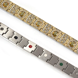 Wollet Fashion Crystal Health Energy Healing Bio Magnetic Titanium Bracelet