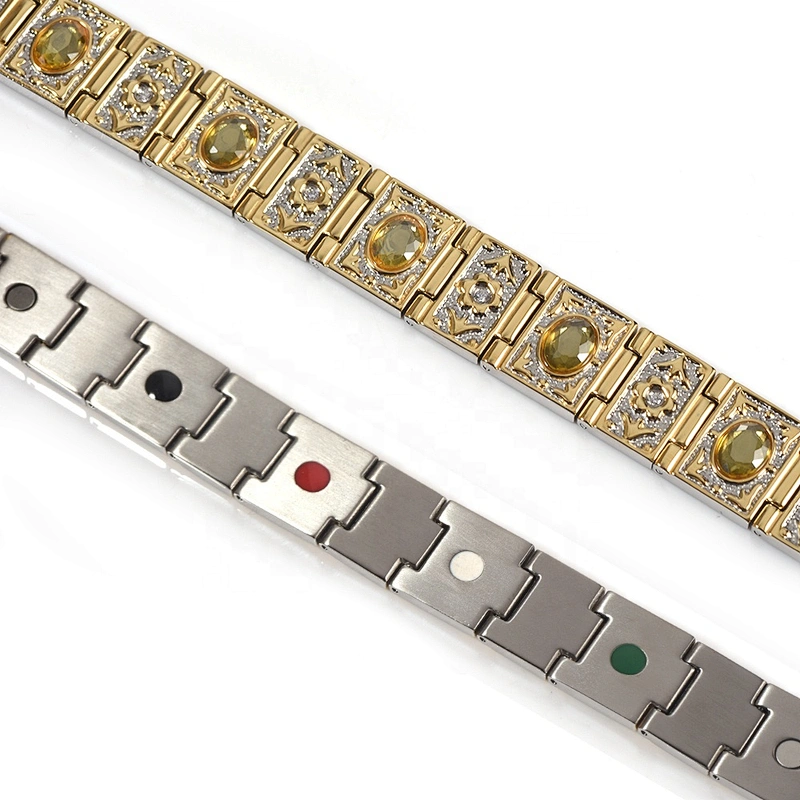 Wollet Fashion Crystal Health Energy Healing Bio Magnetic Titanium Bracelet