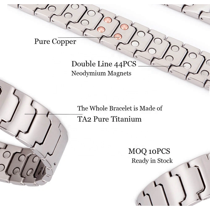 Wollet New Men Japan Therapeutic Titanium Health Japanese Blood Pressure Control Bio Magnetic Therapy Bracelet