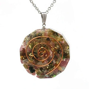 Wollet Natural Crystal Organ Double Spiral Chakra Power Stone Pendant