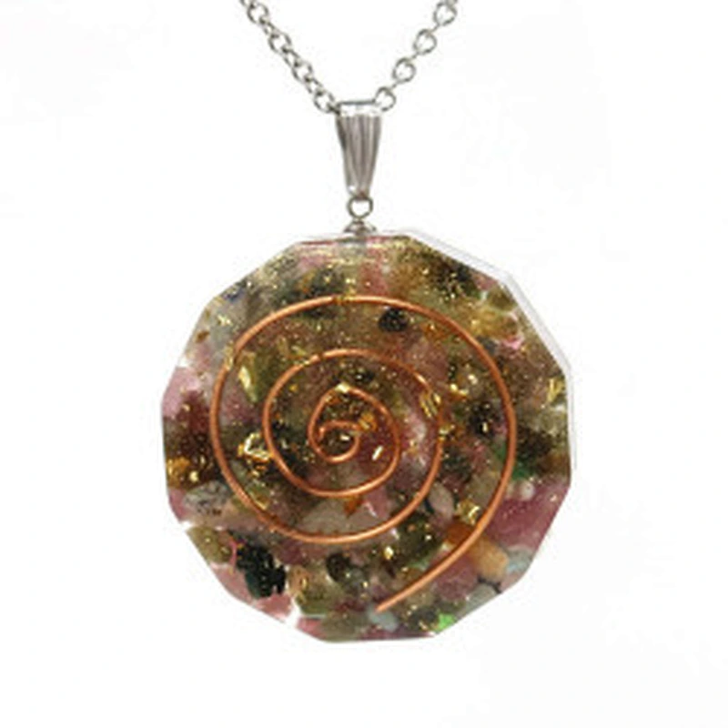 Wollet Natural Crystal Organ Double Spiral Chakra Power Stone Pendant