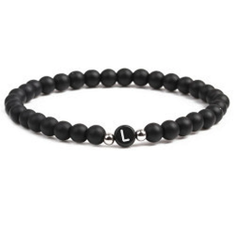Wollet fashion black small natural lava rock stone bead bracelet