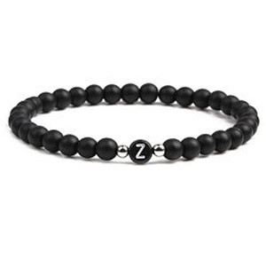 Wollet fashion black small natural lava rock stone bead bracelet