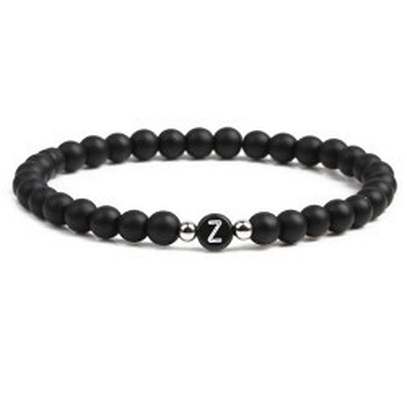 Wollet fashion black small natural lava rock stone bead bracelet
