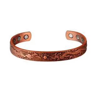 Wollet Magnet Solid Red Cuff Wholesale Vitiligo Healing Health Benefits Arthritis Magnetic Pure Copper Bracelet For Arthritis