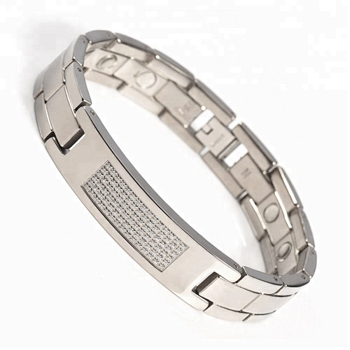 Wollet New Design Fashion CZ Stone Health Energy Bio Magnetic Titanium Magnet Bracelet