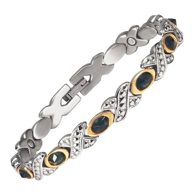 Wollet Fashion Stainless Steel Magnetic Bracelet Anklet With Multicolor Natural Crystal Jewelry