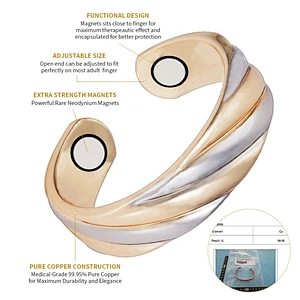Wollet Magnetic Copper Ring Arthritis Women Pure Copper Rings for Women Adjustable Health with 3PCS Magnets