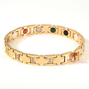 Wollet Fashion Women Tungsten Magnet Germanium Negative Ion Infrared 5 in 1 Bio Elements Magnetic Bracelet