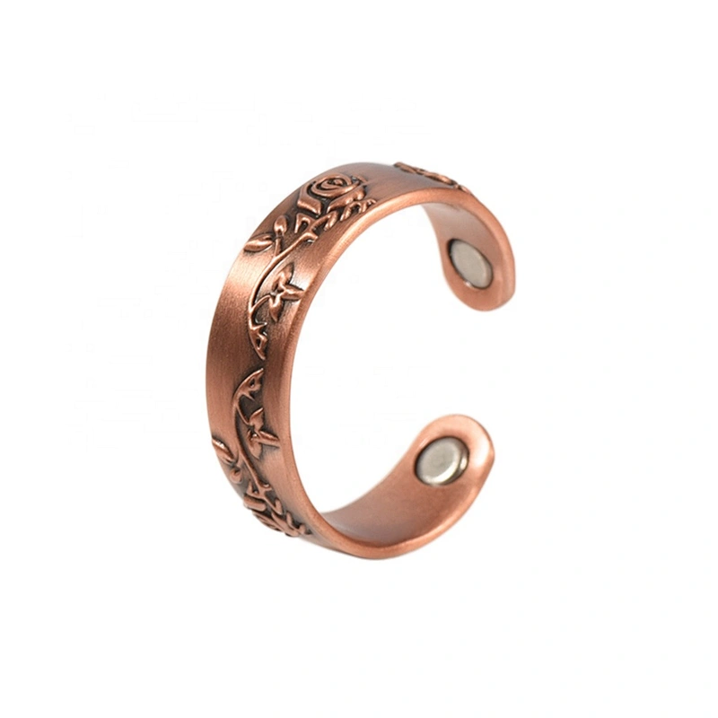 Wollet Magnetic Copper Ring Arthritis Women Pure Copper Rings for Women Adjustable Health with 3PCS Magnets