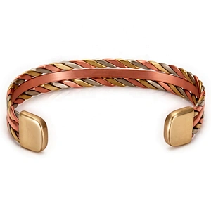 Wollet Mens Magnetic Arthritis Pain Relief Therapy Healthy Cuff Vintage Engraved Wholesale Energy Copper Bracelet