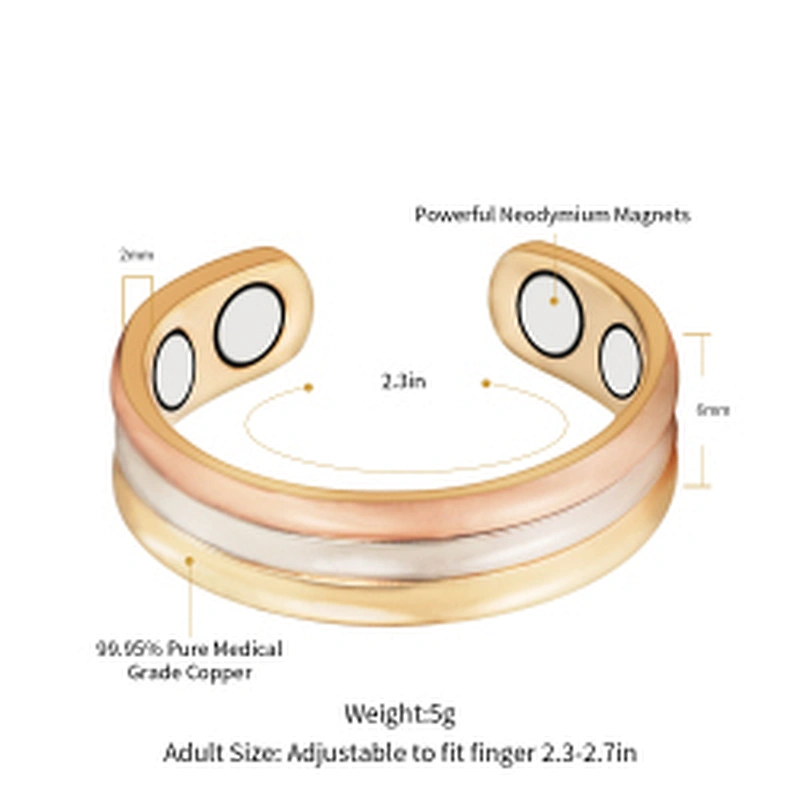 Wollet Magnetic Copper Ring Arthritis Women Pure Copper Rings for Women Adjustable Health with 3PCS Magnets