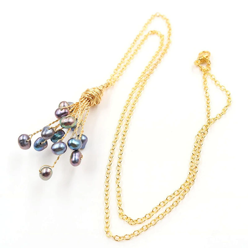 Wollet Fashion Natural Freshwater Pearl Hand-wound Ladies Tassel Pendant Necklace