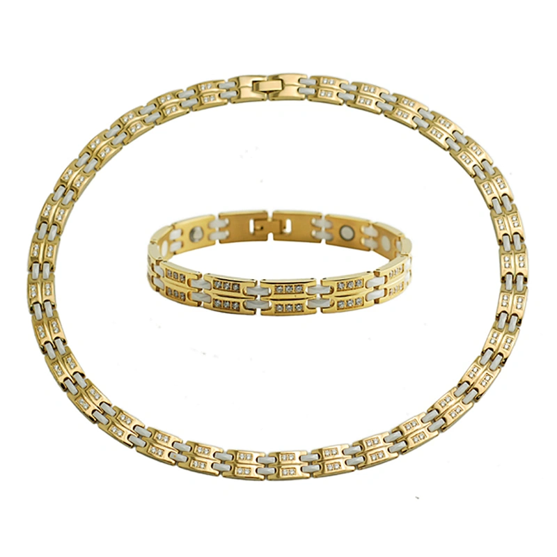 Fashion Cubic Zirconia Gold Plated Stainless Steel Artificial Jewelry