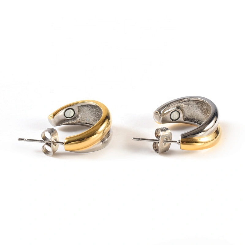 rose gold plated newest design magnetic health care hot sales stainless steel earrings