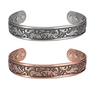 Wollet Fashion Flower Design Health Energy Bio Magnetic Copper Bracelet