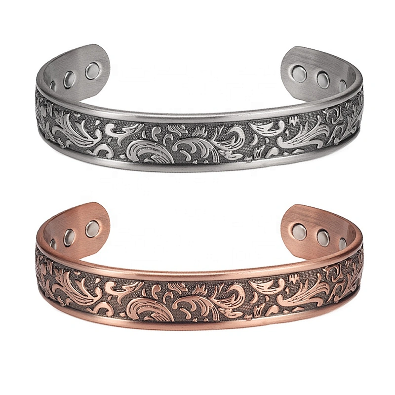 Wollet Fashion Flower Design Health Energy Bio Magnetic Copper Bracelet