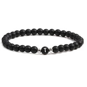 Wollet fashion black small natural lava rock stone bead bracelet