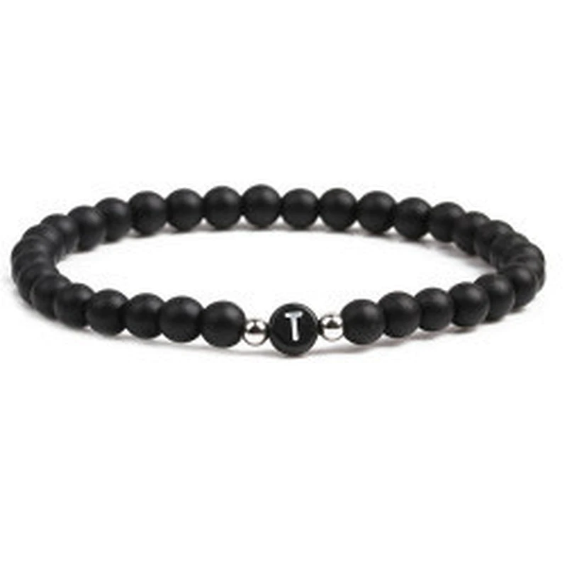 Wollet fashion black small natural lava rock stone bead bracelet
