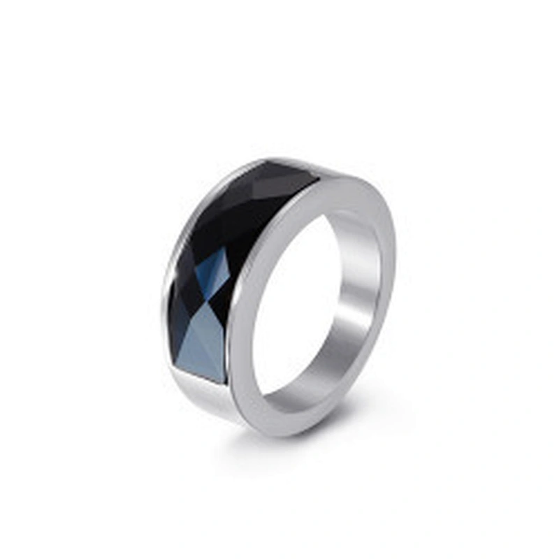 Wollet Classic Retro Multicolor Wedding Ring Crystal Glass Stainless Steel Ring