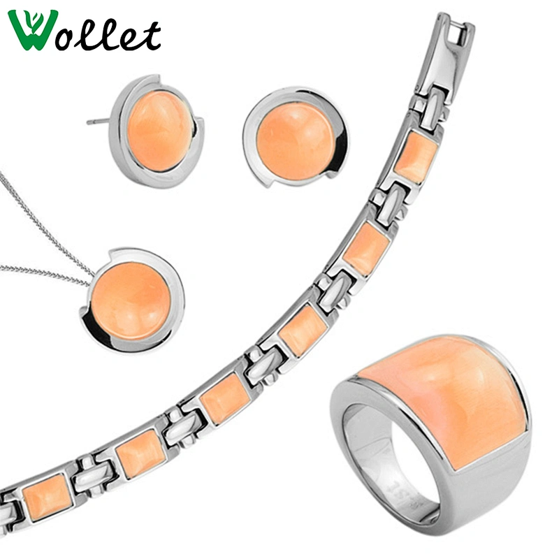 2018 New Design women colorful cat eye Stainless Steel fashion costume jewelry set