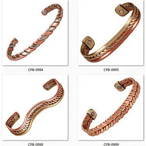 Wollet Antique Inia Twisted Wide Cuff Magnetic Therapy Pure Copper Bangle Bracelets  For Men
