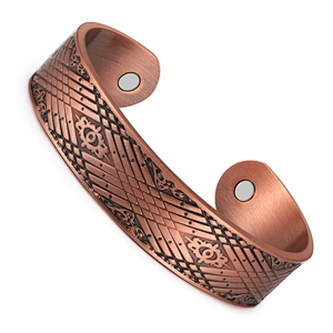 Wollet Mens Pure Copper Bangle  Arthritis Pain Relief Therapy Healthy Copper Magnetic Bracelet