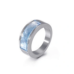 Wollet Classic Retro Multicolor Wedding Ring Crystal Glass Stainless Steel Ring