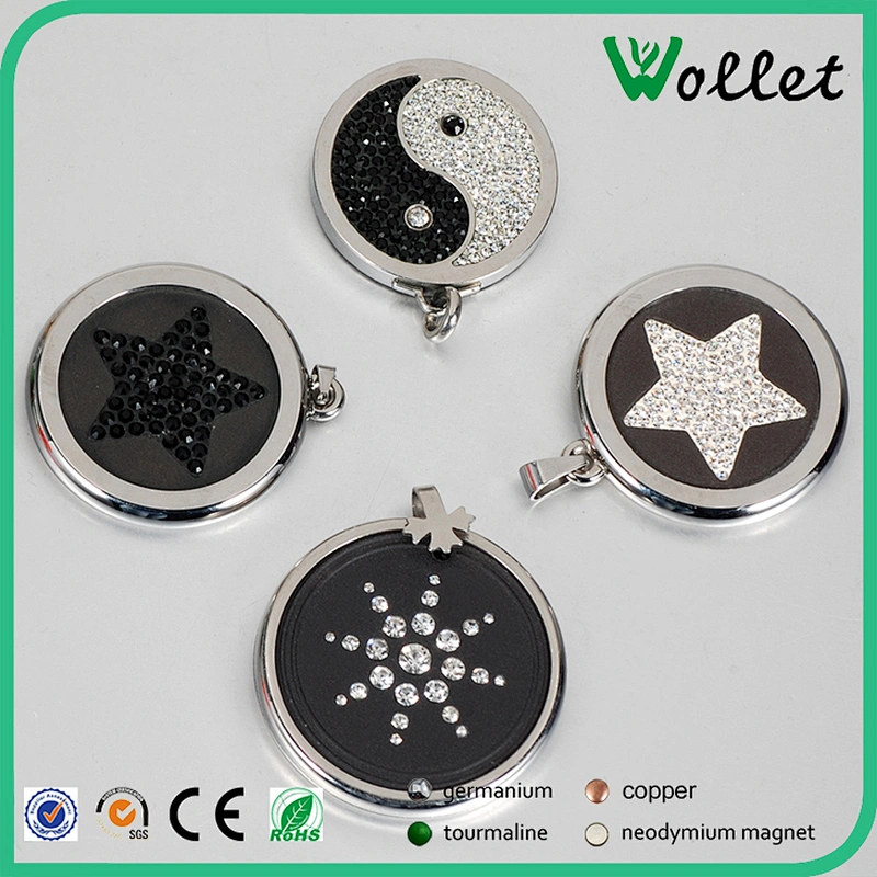 Healthy Fashion Round CZ Stone Scalar Energy Pendant in stainless steel jewelry