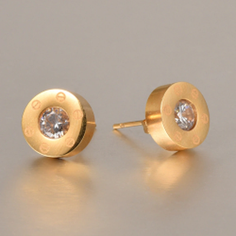 Wollet Fashion Multifaceted CZ Stone Rose Gold Energy Magnetic Stainless Steel Earring