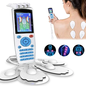 Wollet Tens Unit Machine Pulse Massage 24 Massage Modes Rechargeable Pain Relief Muscle Stimulator Massager with 8 Pads