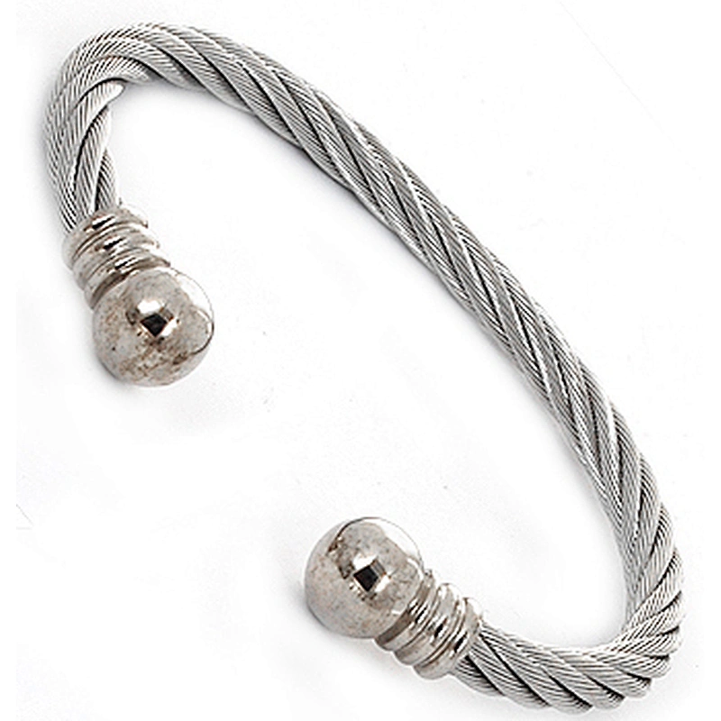 Coffee Plating Stainless Steel Cable Bracelet With Magnetic Balls
