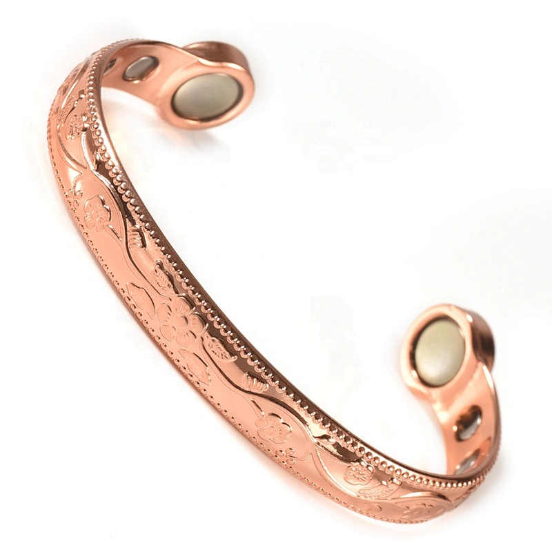 Wollet Wholesale Magnetic Arthritis Pain Relief Therapy Healthy Cuff Vintage Engraved Copper Bracelet