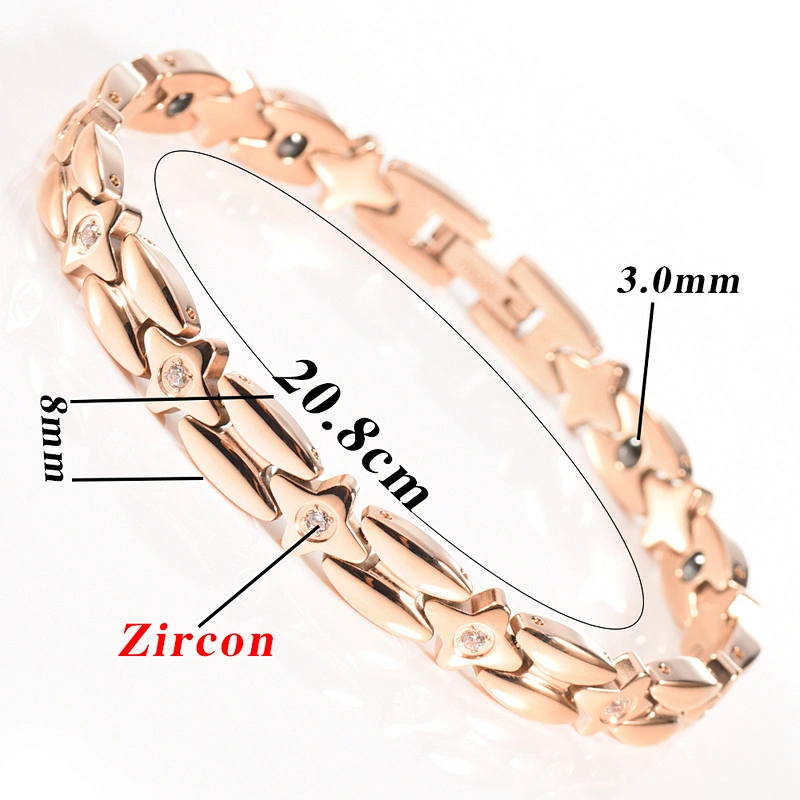 Wollet Rose Gold Plated 316L Stainless Steel 99.999% Germanium Bracelet