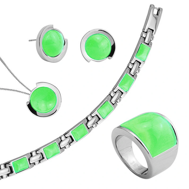 2018 New Design women colorful cat eye Stainless Steel fashion costume jewelry set